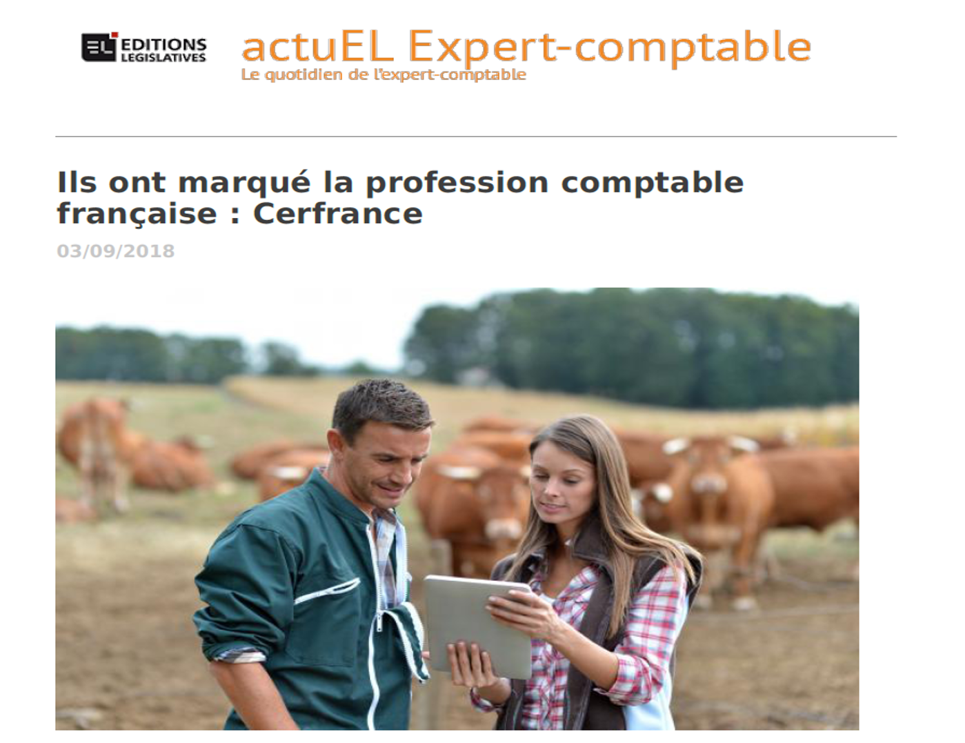 CERFRANCE À L'HONNEUR De La Revue ACTUEL EXPERT COMPTABLE